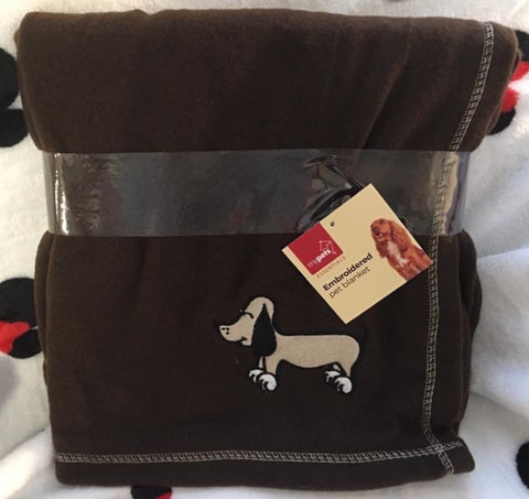 Brown Pet Blanket/Throw with Dog Motif